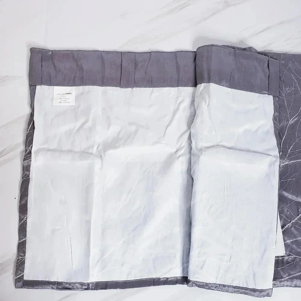 Madison Park 1 Window Valance Embroidered Gray New